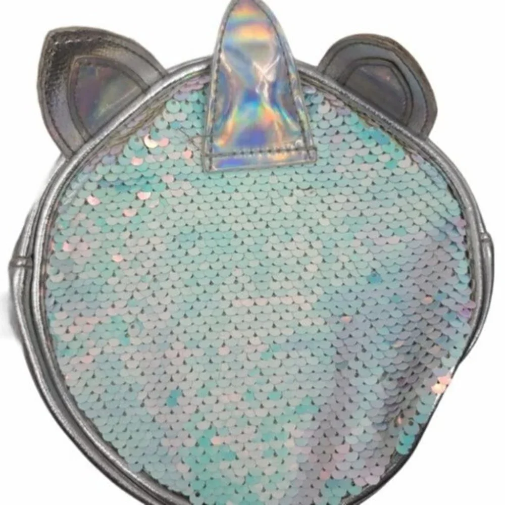 Unicorn Silver Metallic Sequin Round Fanny Pack